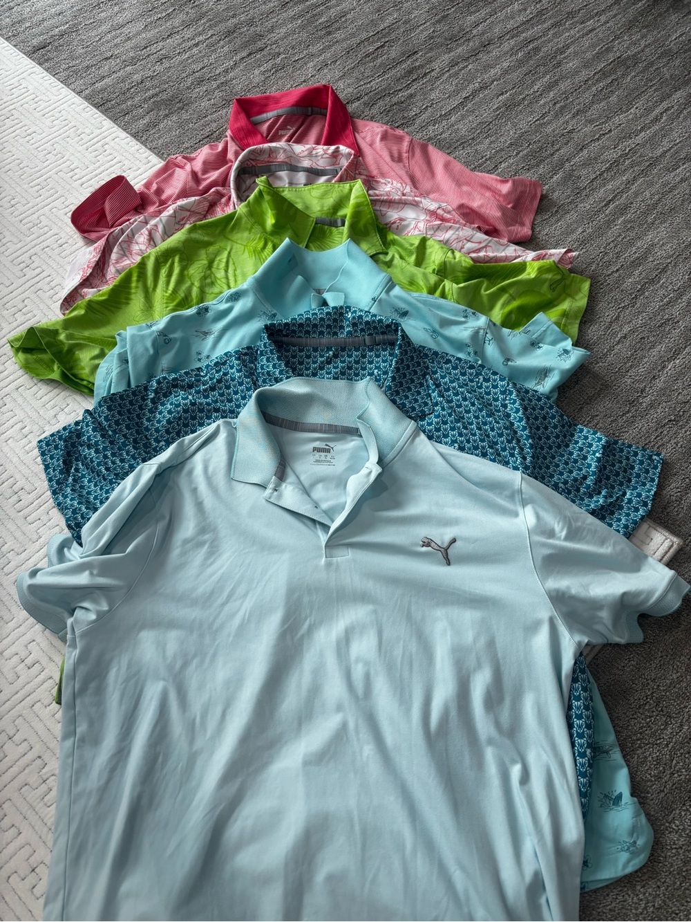 Puma Men’s Polo Lot with Assorted Color Pack (Pink, Green, Teal, Aqua)